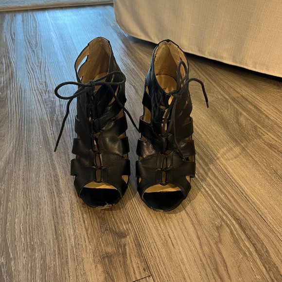 BCBG Black Lace-up Heels (size 9) - Picture 2 of 6